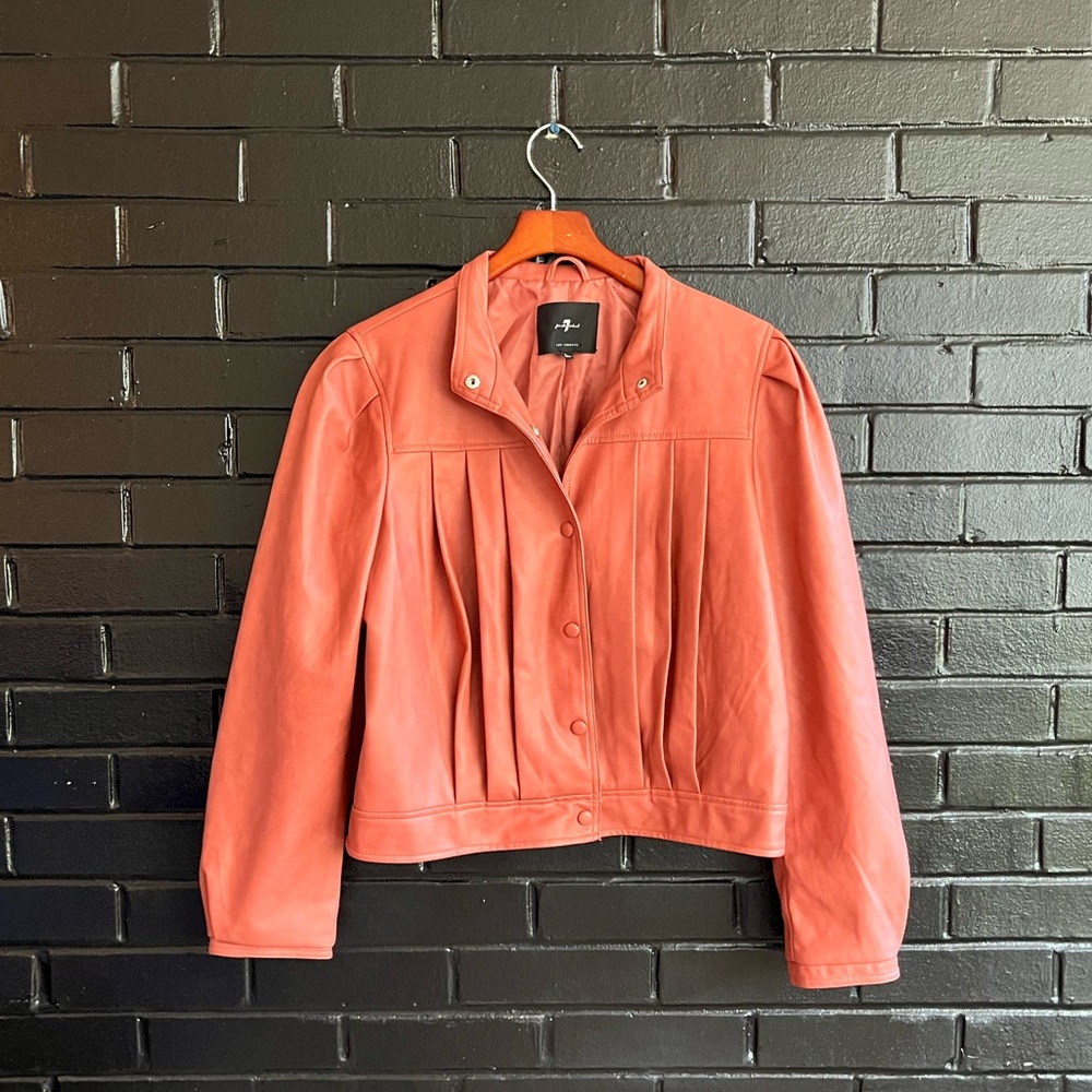 7 for all Mankind Salmon Pink Faux Leather Jacket